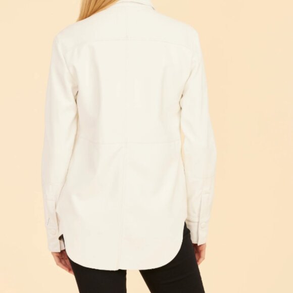 Dolce Cabo Vegan Leather Western Shirt / Jacket White Size L - Picture 5 of 5